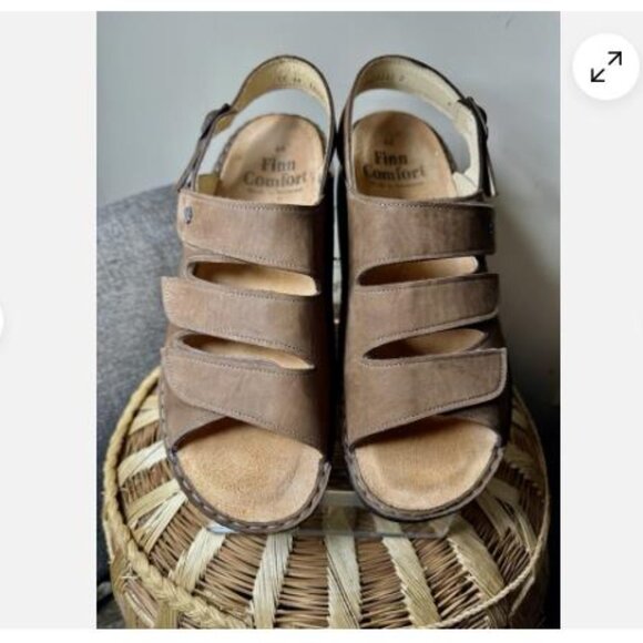 Waldi Finn Comfort Shoes Mens US 10 EU 44 Brown Leather Sandals Removable Insole - Picture 1 of 11